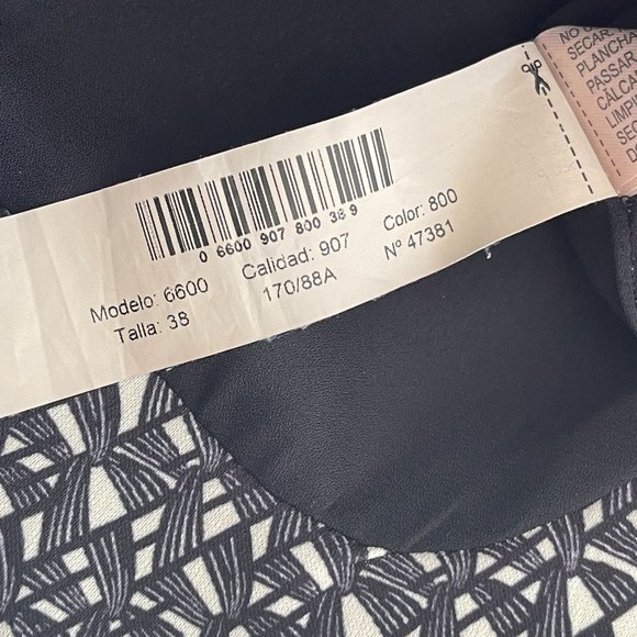 Massimo Dutti Black Geometric Pattern Sleeveless Knee Length Shift Dress Size 6 - Picture 7 of 10